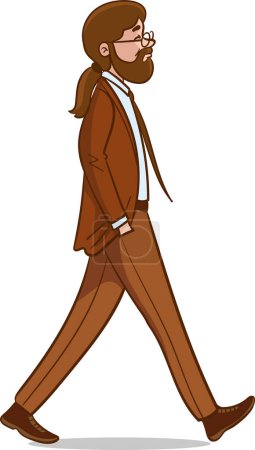 Ilustración de Ilustración de un empresario barbudo caminando con gafas - Imagen libre de derechos