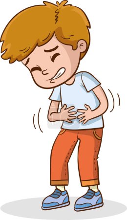 Illustration for Illustration of a Cute Little boy Suffering from a Stomachache - Royalty Free Image