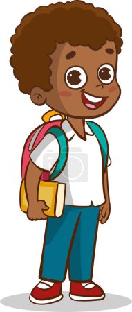 Illustration for Cute schoolboy with a backpack. Vector illustration. - Royalty Free Image