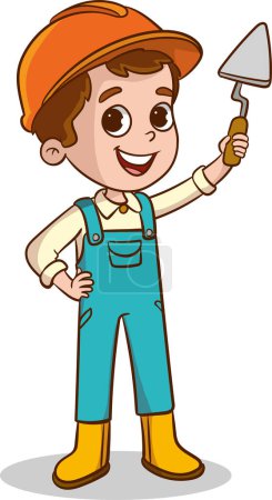 Illustration for Cartoon Illustration of a Cute Little Boy in Workwear - Royalty Free Image