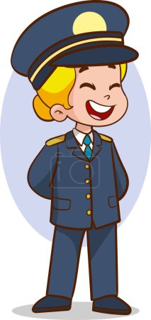 Téléchargez les photos : Illustration vectorielle d'un petit enfant portant un uniforme pilote - en image libre de droit