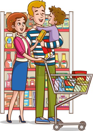 Illustration for Vector illustration of family shopping. - Royalty Free Image