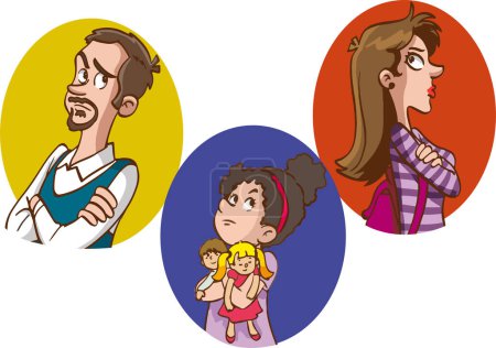Illustration for Vector illustration of a family having a quarrel with their child. - Royalty Free Image