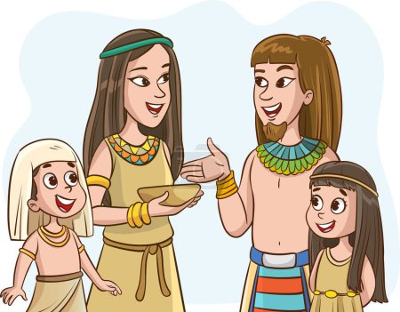 Illustration for Vector illustration of ancient egypt family - Royalty Free Image