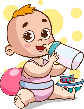 Illustration for Cartoon baby with different poses. Vector clip art illustration. - Royalty Free Image