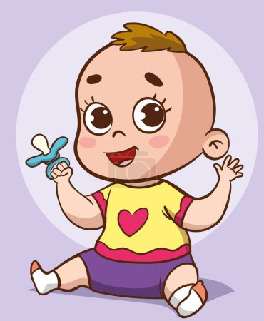 Illustration for Cartoon baby with different poses. Vector clip art illustration. - Royalty Free Image