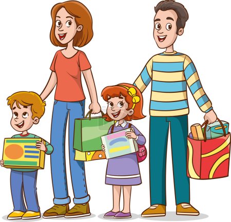 Illustration for Vector illustration of family shopping. - Royalty Free Image
