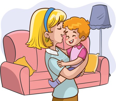 Téléchargez les illustrations : Illustration vectorielle de la mère tenant son bébé dans ses bras - en licence libre de droit
