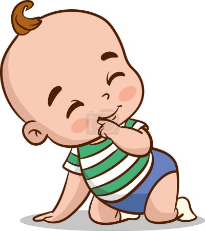 Illustration for Vector Illustration of a Cute Baby Lying Down and Smiling - Royalty Free Image