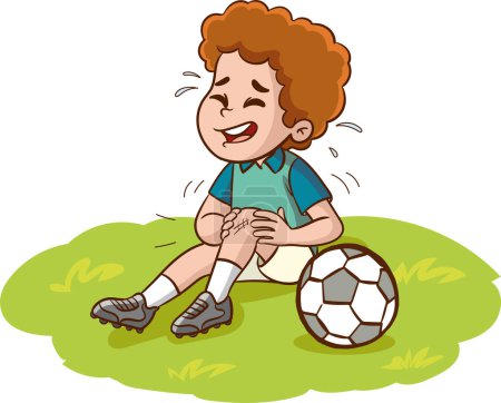 Ilustración de Vector ilustración de niño lesionado mientras juega al fútbol - Imagen libre de derechos