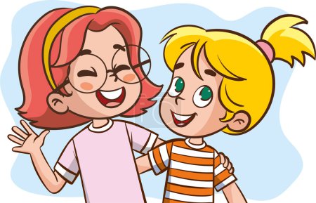 Illustration for Vector illustration of kids are smiling waving at the camera - Royalty Free Image