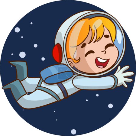 Illustration for Vector Illustration Of child astronaut feels happy in space - Royalty Free Image