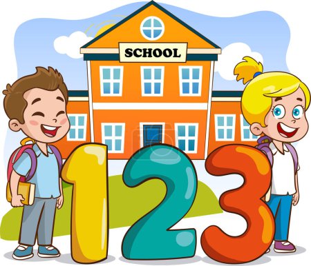 Illustration for Vector illustration of Cartoon kids with 123 numbers - Royalty Free Image