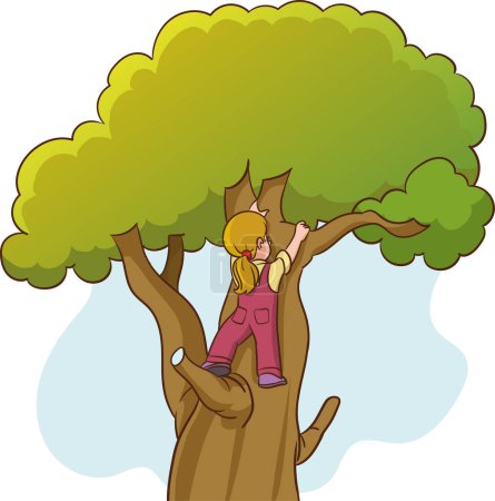 Illustration for Tree climbing girl vector illustration - Royalty Free Image