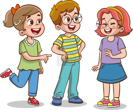 Téléchargez les illustrations : Illustration vectorielle des enfants souriants et parlant - en licence libre de droit