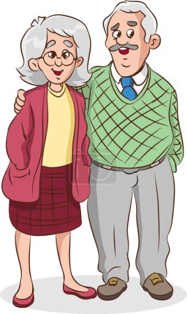 Illustration for Elderly couple holding hands.Grandparents together. grandfather. An elderly couple. A man and an old woman.vector illustation - Royalty Free Image