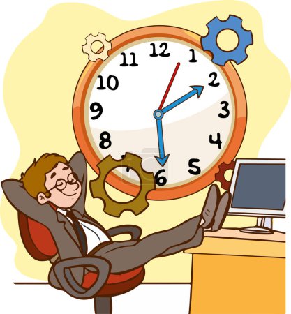 Illustration for Work and time concept vector illustration.Time management.Office deadline. - Royalty Free Image