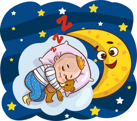 Téléchargez les illustrations : Illustration vectorielle du bébé endormi - en licence libre de droit
