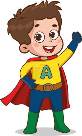 Téléchargez les illustrations : Illustration vectorielle de personnage de bande dessinée pour enfants superhéros - en licence libre de droit