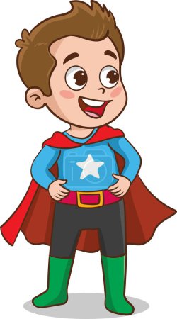 Illustration for Superhero kids Cartoon Character vector Illustration - Royalty Free Image
