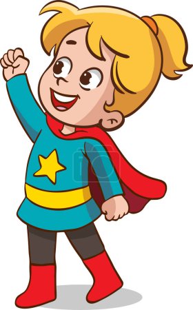 Téléchargez les illustrations : Illustration vectorielle de personnage de bande dessinée pour enfants superhéros - en licence libre de droit