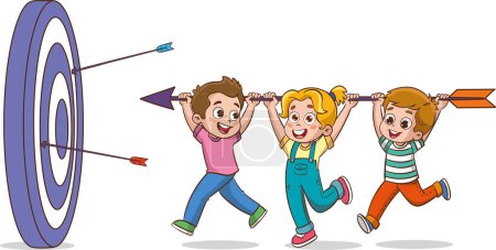 Ilustración de Concepto de metas de éxito para los niños. Destacando la importancia de la ilustración teamwork.vector. - Imagen libre de derechos