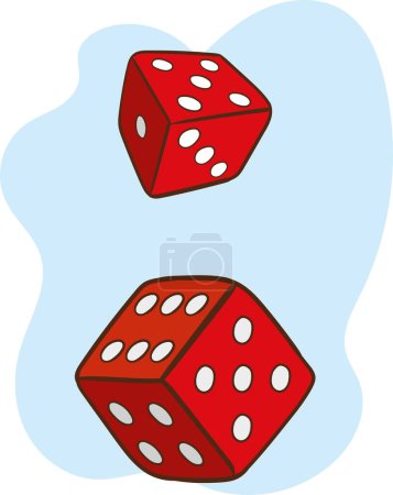 Illustration for Dice isolated on white background. Red dice cube with white dots. Casino, poker or board game symbol. Six sided dice icon. Gambling and entertainment concept. Stock vector illustration - Royalty Free Image