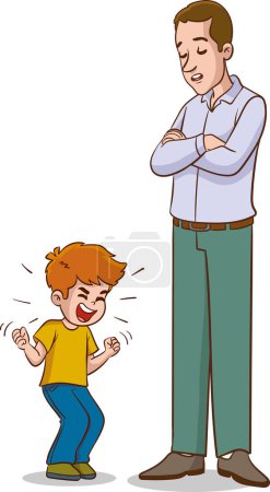 Ilustración de Padre e hijo discutiendo. Ilustración vectorial en estilo de dibujos animados. - Imagen libre de derechos