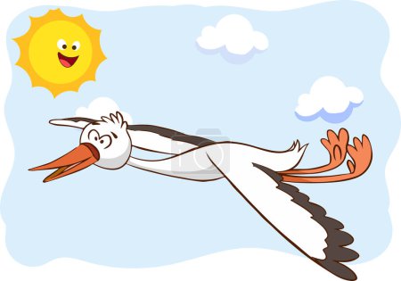 Téléchargez les illustrations : Illustration vectorielle de cigogne volante - en licence libre de droit