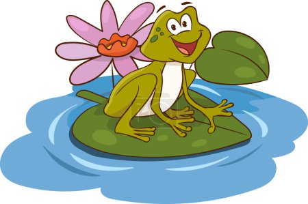 Téléchargez les photos : Illustration vectorielle de grenouille dans le ruisseau - en image libre de droit