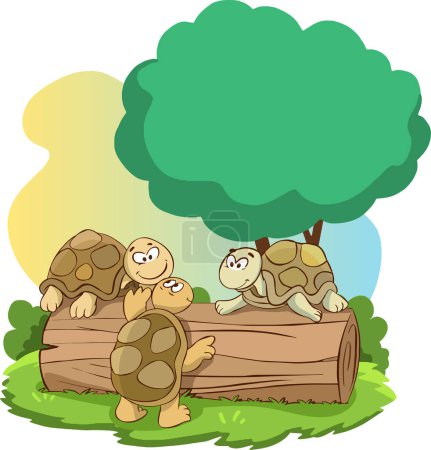 Téléchargez les illustrations : Illustration vectorielle de la famille des tortues - en licence libre de droit