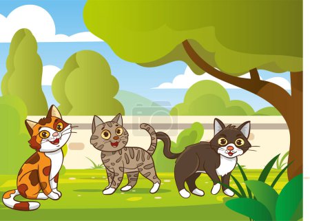 Illustration for Vector illustration of cats standing together - Royalty Free Image