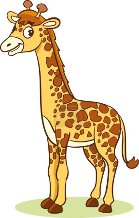 Téléchargez les illustrations : Illustration vectorielle du personnage de mascotte de Girafe Cartoon sur fond blanc - en licence libre de droit