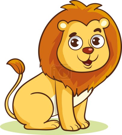 Téléchargez les illustrations : Illustration vectorielle de personnage de bande dessinée Lion mignon sur fond blanc - en licence libre de droit