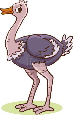 Téléchargez les illustrations : Illustration vectorielle d'un Oiseau d'autruche debout sur ses pieds - en licence libre de droit