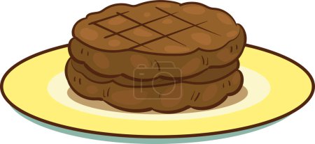 Téléchargez les illustrations : Illustration vectorielle de boulettes de viande frites sur plaque sur fond blanc. - en licence libre de droit
