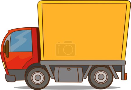 Téléchargez les illustrations : Icône de camion de livraison rapide dessin animé isolé sur fond blanc. Illustration vectorielle. Conception plate. - en licence libre de droit