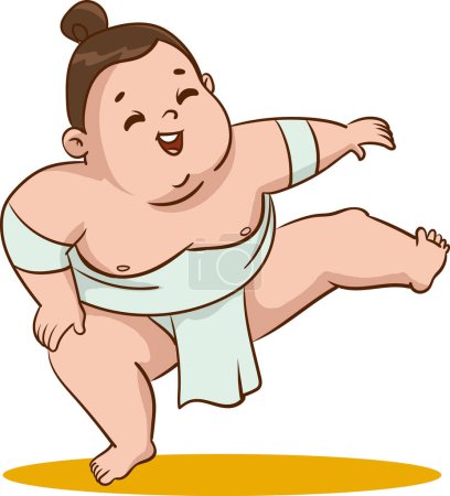 Ilustración de Ilustración vectorial de lindos luchadores de sumo. Lindos niños haciendo lucha de sumo. - Imagen libre de derechos