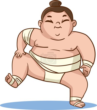 Illustration for Vector illustration of cute Sumo wrestlers.Cute kids doing sumo wrestling. - Royalty Free Image