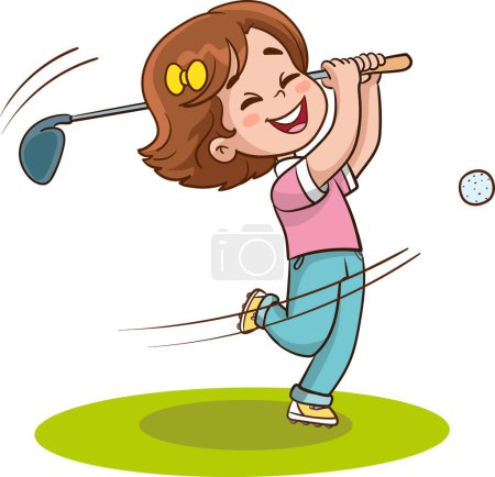 Illustration for Vector illustration of little kids playing golf. - Royalty Free Image