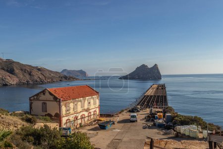 Photo for Hornillo pier in Aguilas, Spain, Historic site used to boat loading - Royalty Free Image