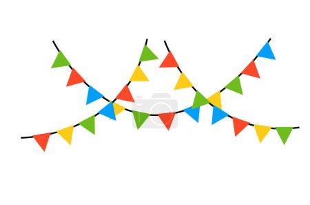 Ilustración de Multicolor brillante buntings guirnaldas vector, guirnaldas festivas - Imagen libre de derechos