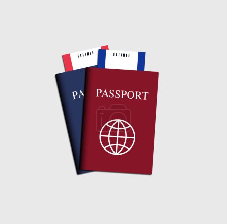 Illustration for Passport with on air ticket - Royalty Free Image