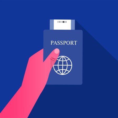 Illustration for Passport with on air ticket, passport world traveler - Royalty Free Image