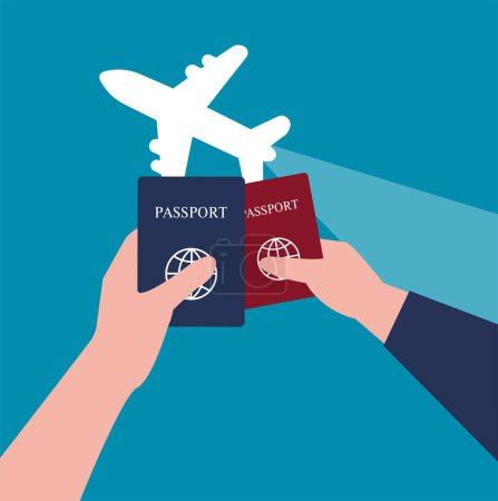 Illustration for Passport with on air ticket, passport world traveler - Royalty Free Image