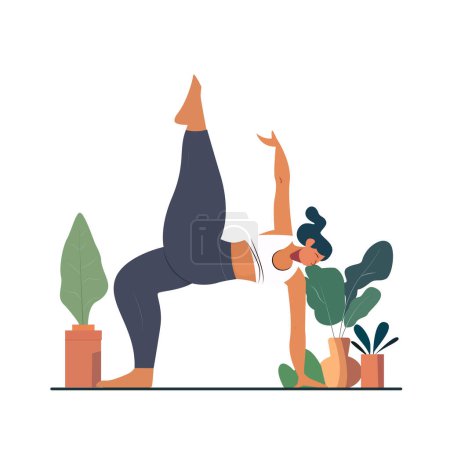 Téléchargez les illustrations : Yoga femme mode de vie sain femme - en licence libre de droit