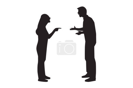 Angry couples couple arguing silhouette