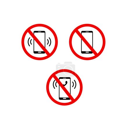 Illustration for Do not use telephone sign. red sign of off use and call phone. - Royalty Free Image