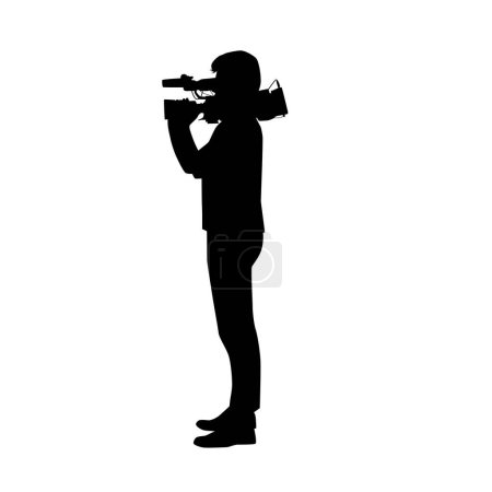 Illustration for Cameraman with camera vector silhouette - Royalty Free Image