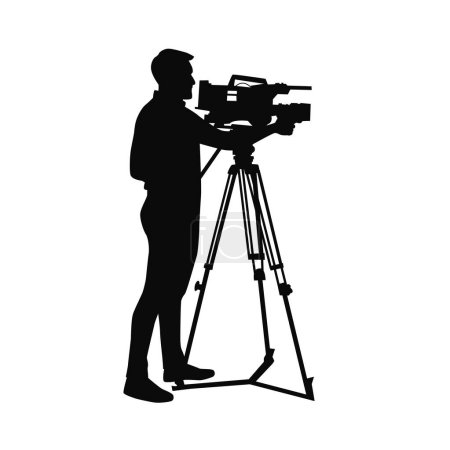 Illustration for Cameraman with camera vector silhouette - Royalty Free Image